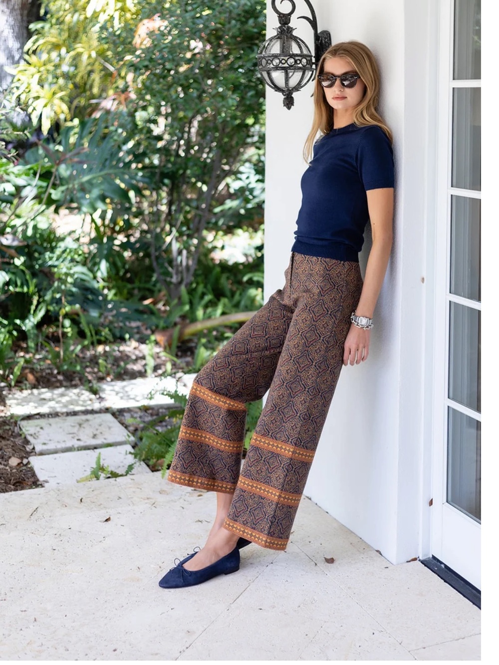 Julia Amory tessa pant in peacoat cordoba quatrefoil M